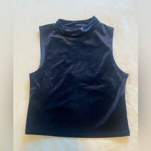 H&M Navy Blue Velvet Tank Crop Top Size Medium